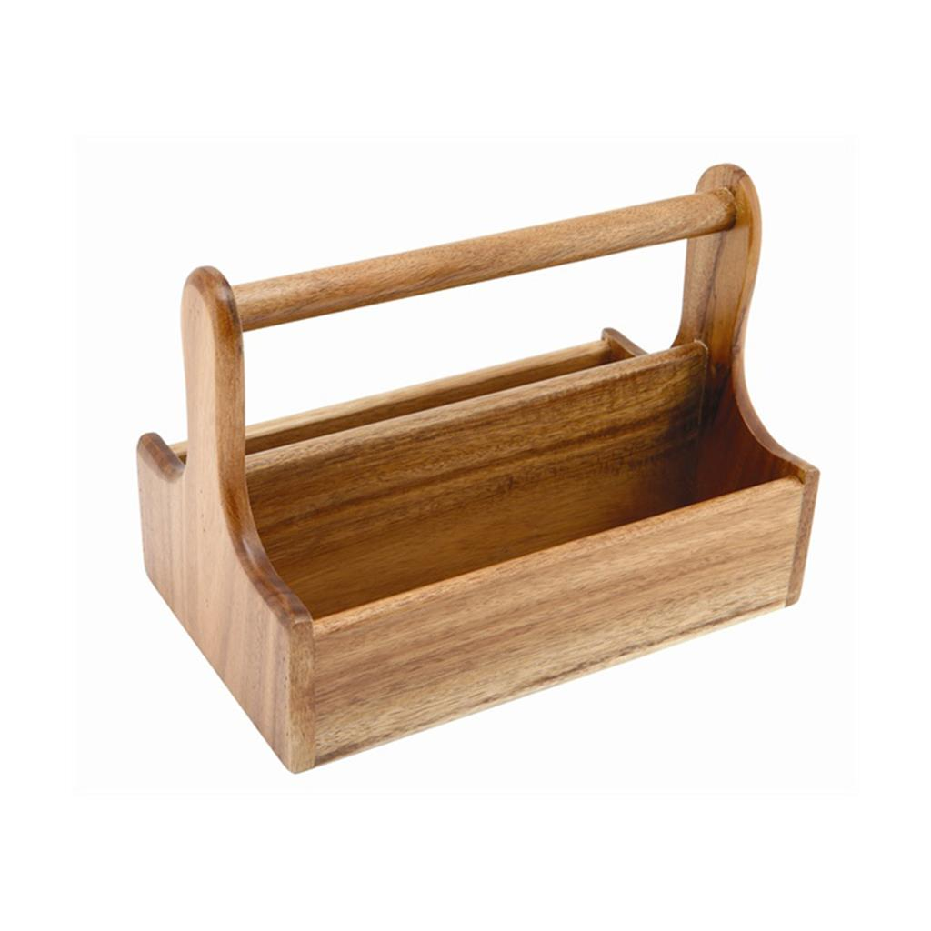 ACACIA WOOD TABLE CADDY HANDLED 25 X 15,3 X 18 CM