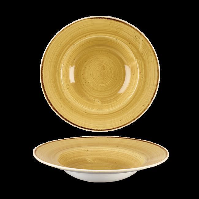 Stonecast Mustard wide rim bowl, 240mm