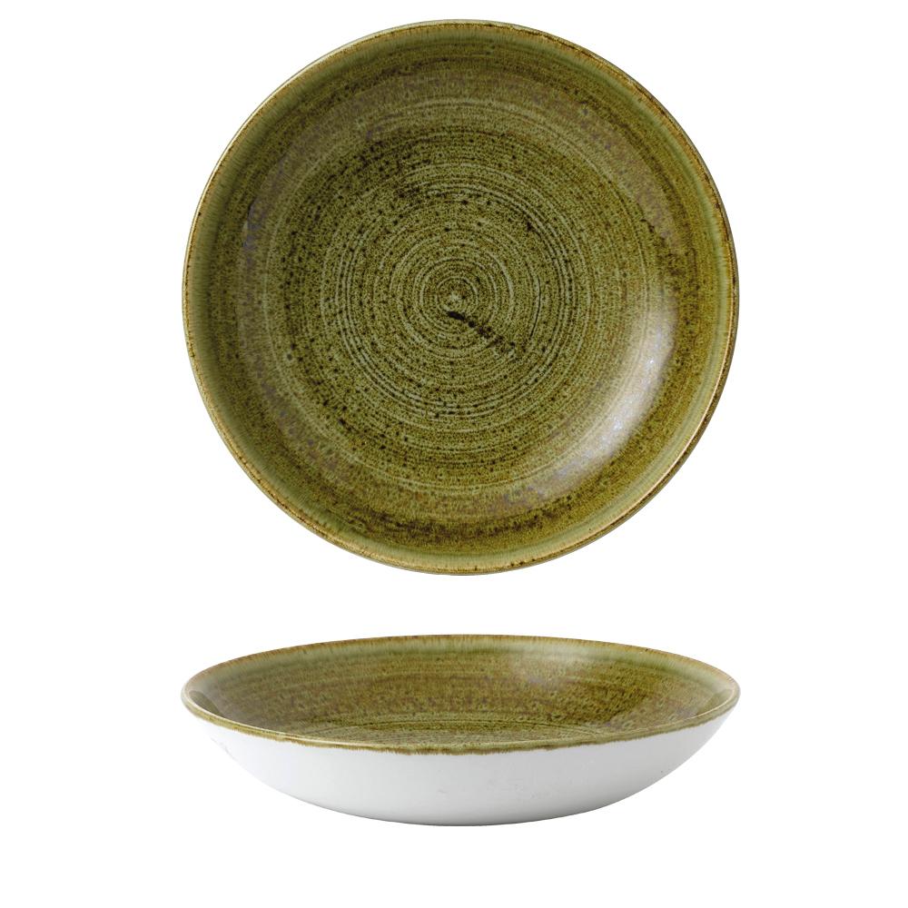 Stonecast Plume Green coupe bowl, 248mm