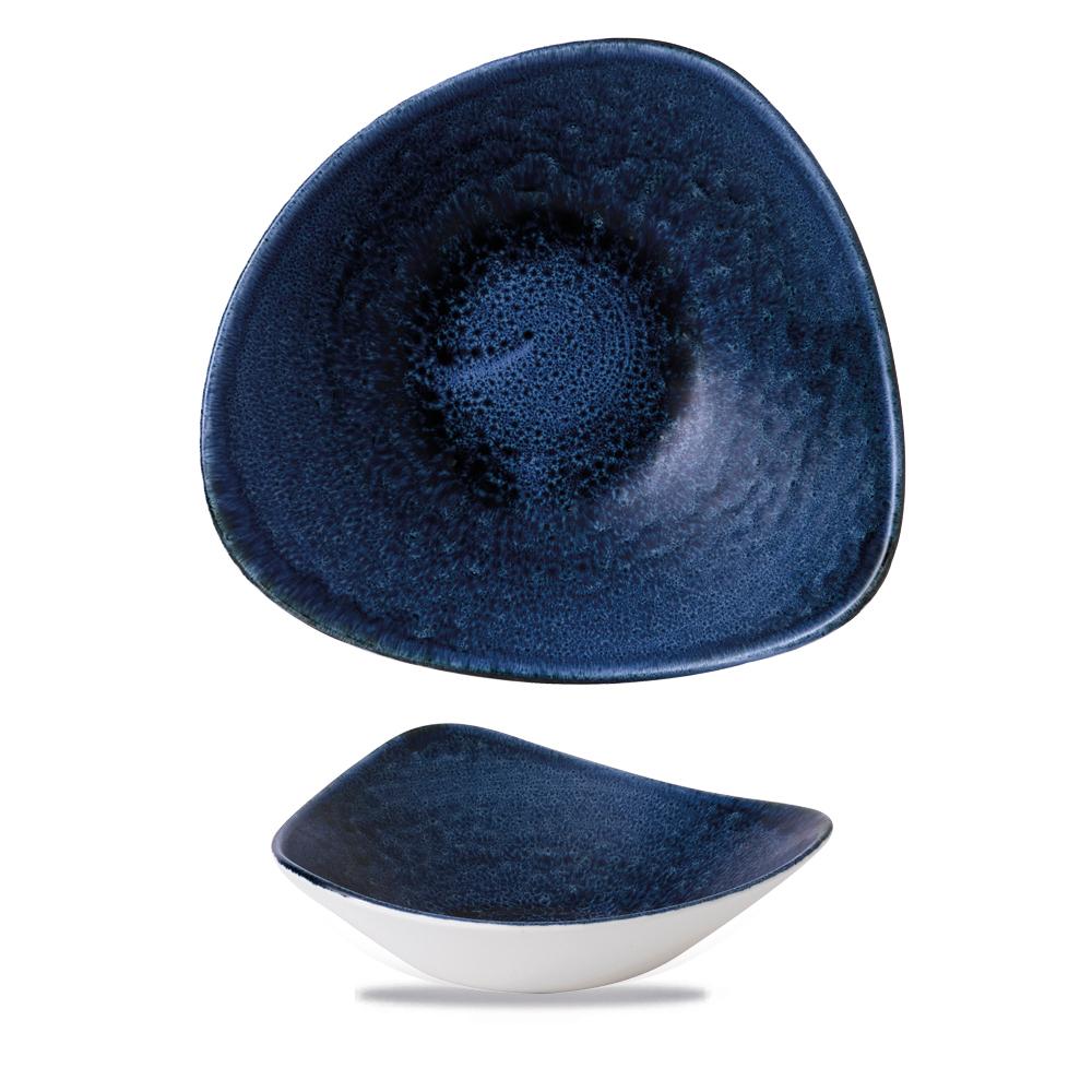 Stonecast Plume Ultramarine triangular bowl, 153mm