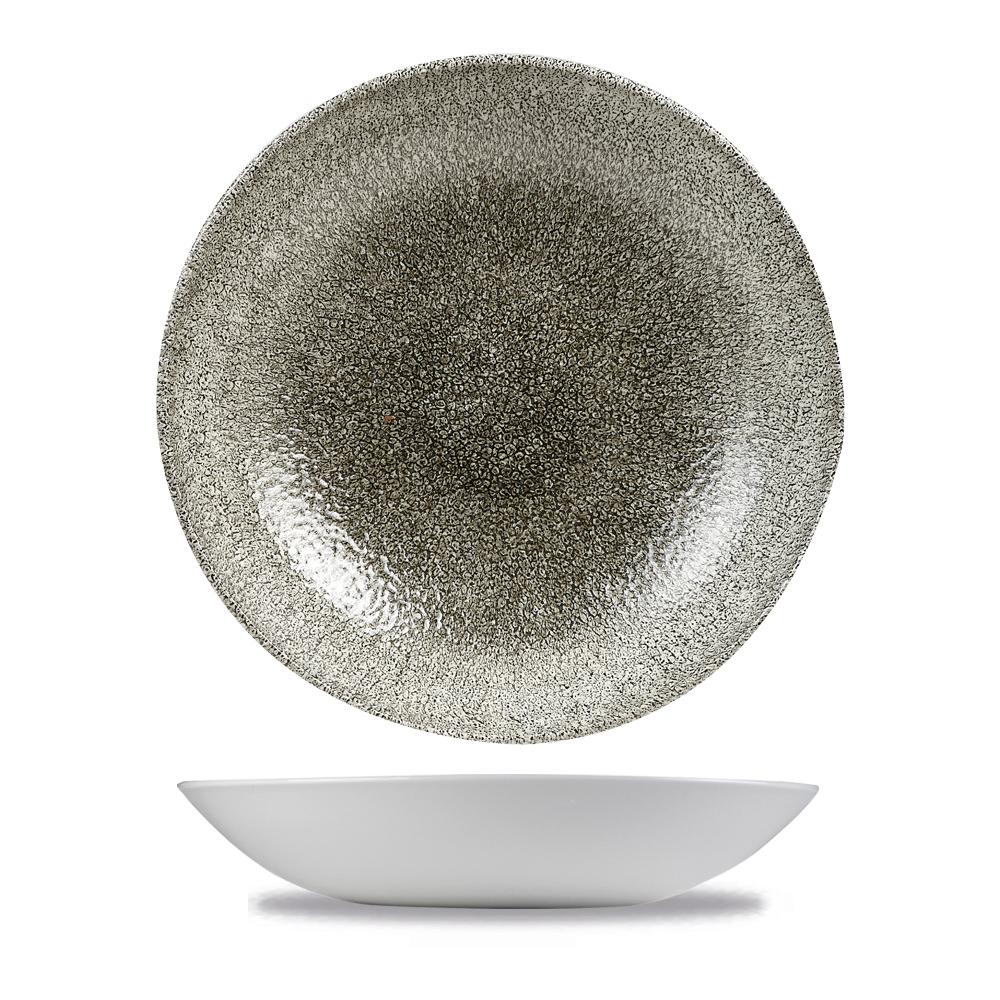 Raku Quartz Black coupe bowl, 182mm