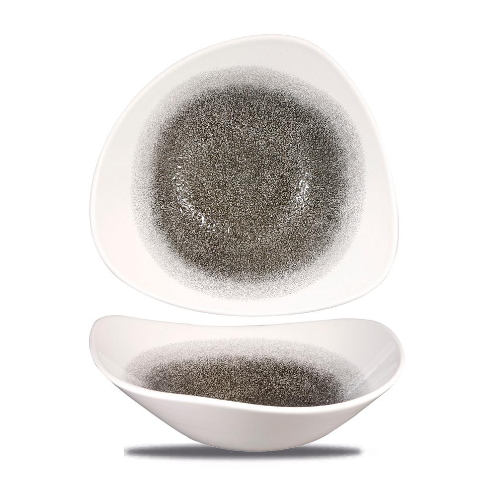 Raku Quartz Black triangular bowl, 235mm