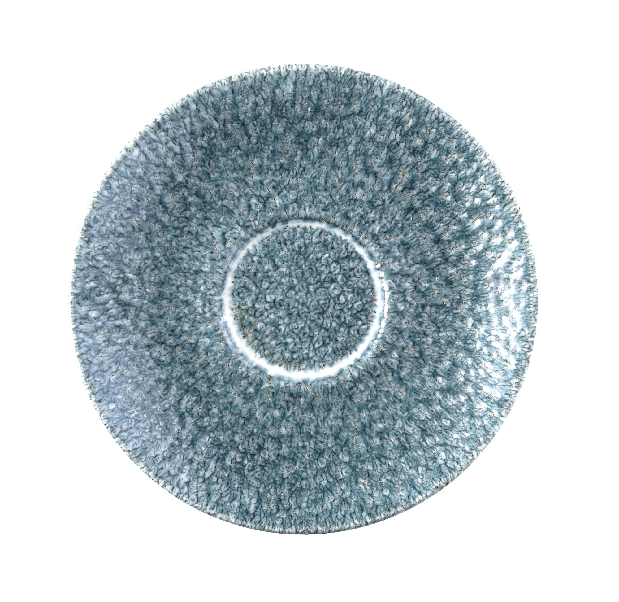 Raku Topaz Blue cappuccino saucer, 156mm