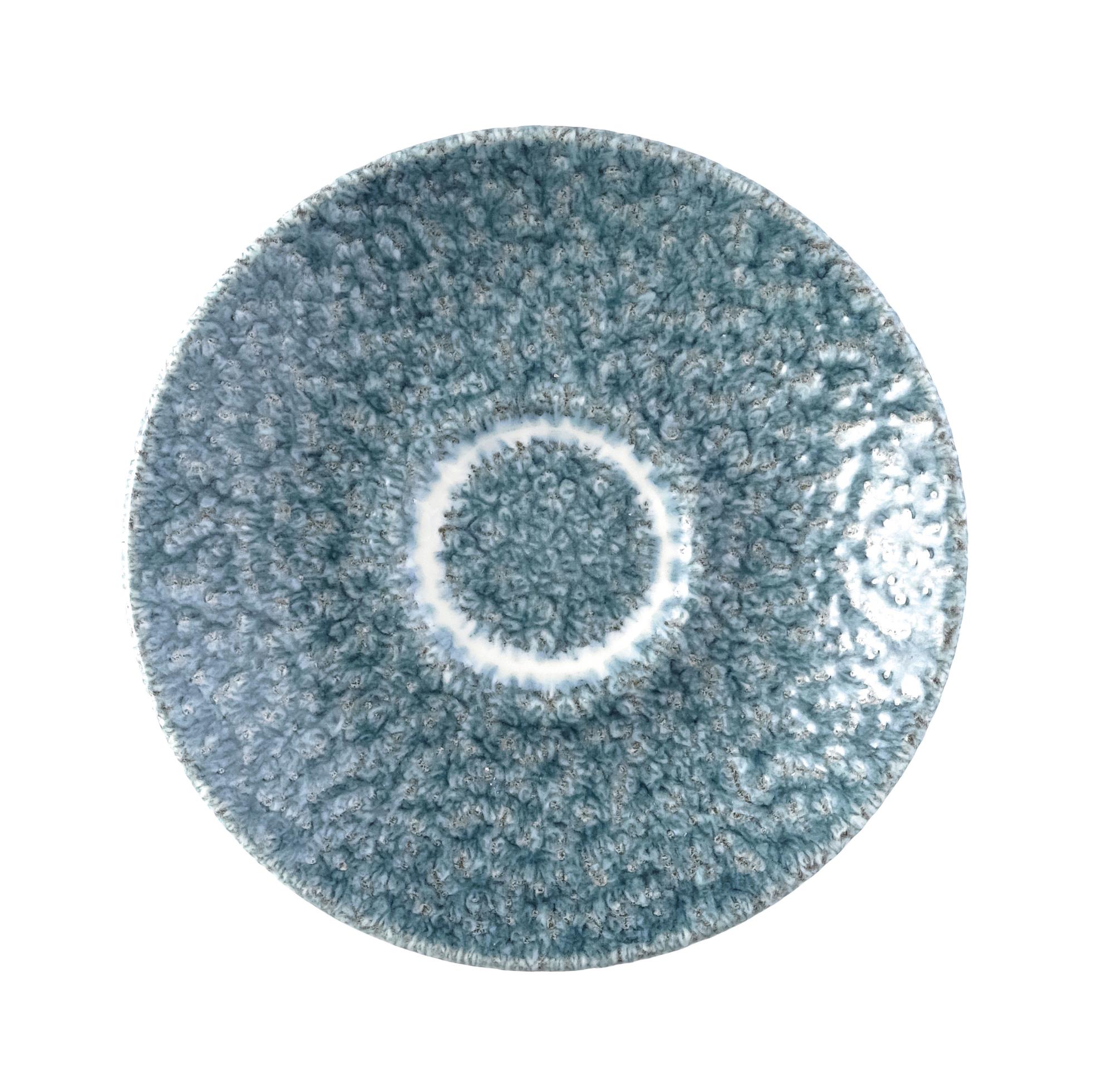 Raku Topaz Blue espresso saucer, 118mm