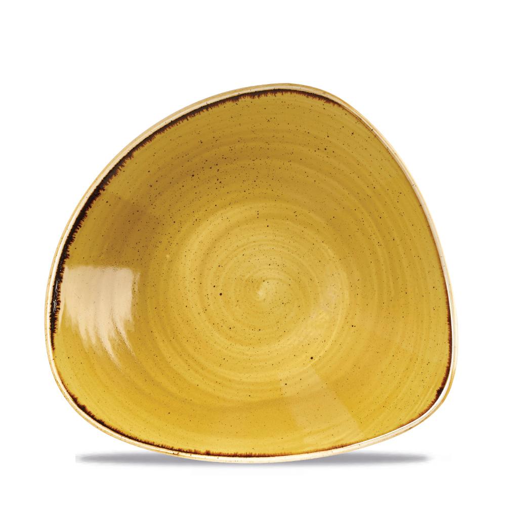 Stonecast Mustard triangular bowl, 153mm