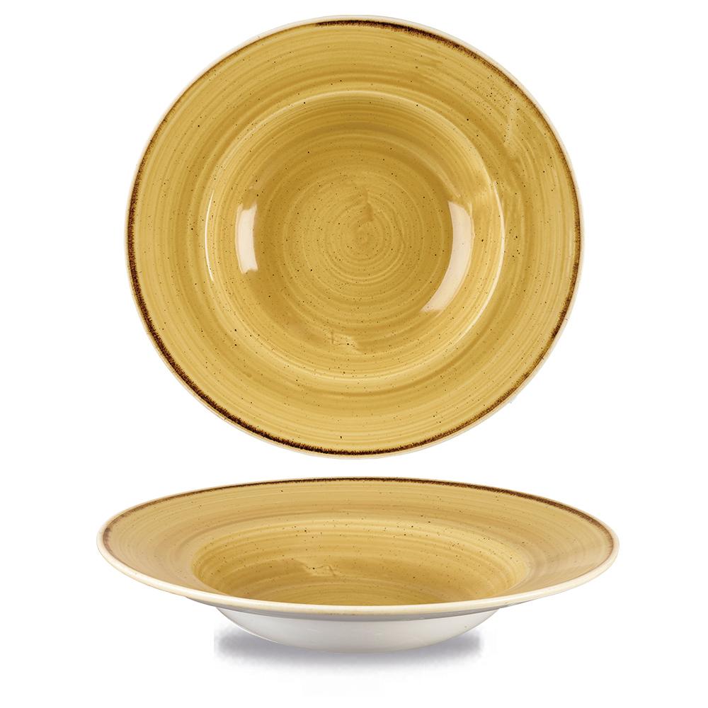 Stonecast Mustard wide rim bowl, 280mm