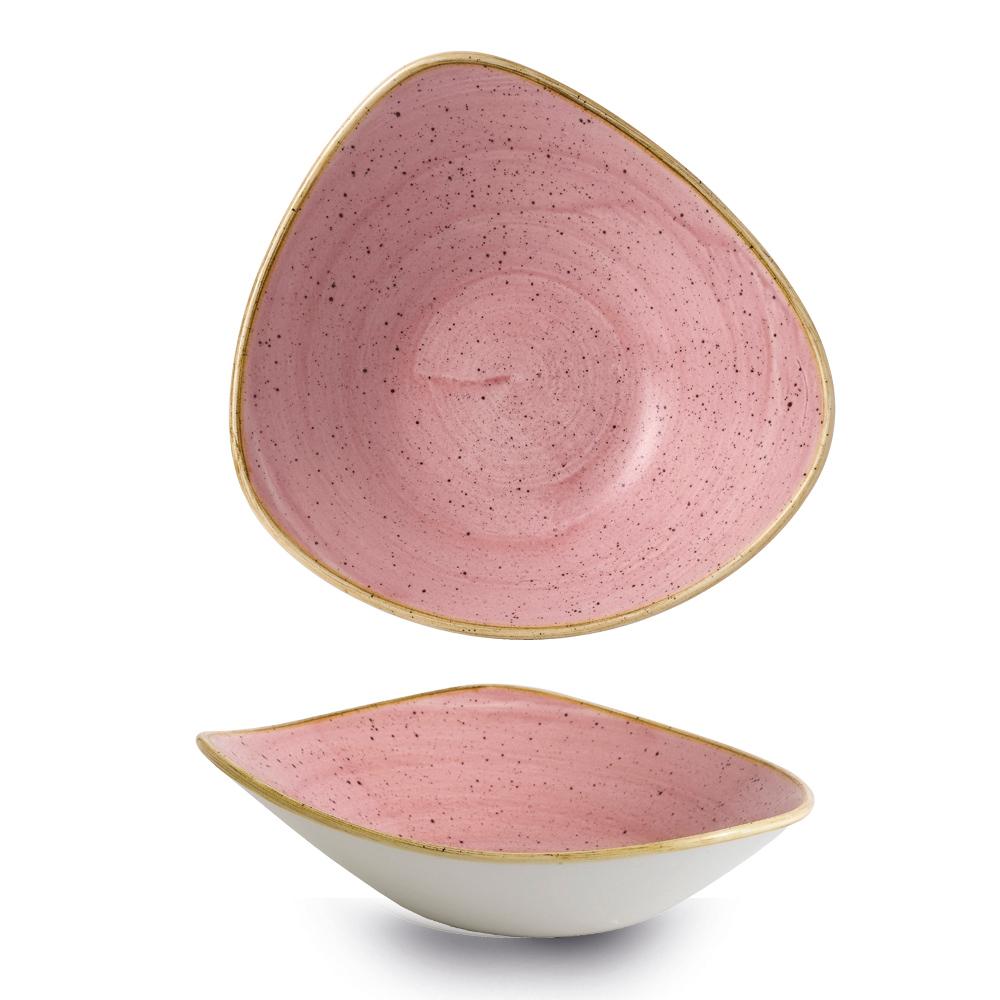 Stonecast Petal Pink triangular bowl, 153mm